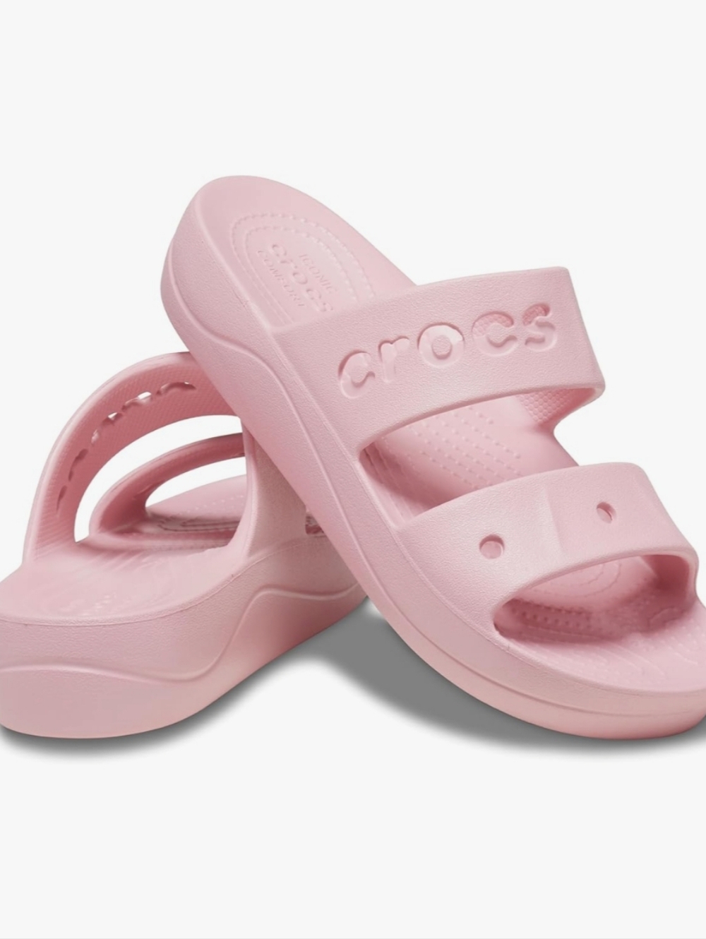 CROCS Women's Dual-Strap Platform Slide in Light Pink